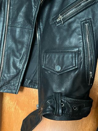 Chaqueta Biker Zara Piel Mujer Negra