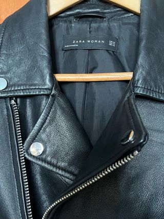 Chaqueta Biker Zara Piel Mujer Negra