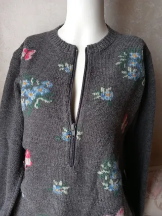 Golfino jacquard con zip - Vintage