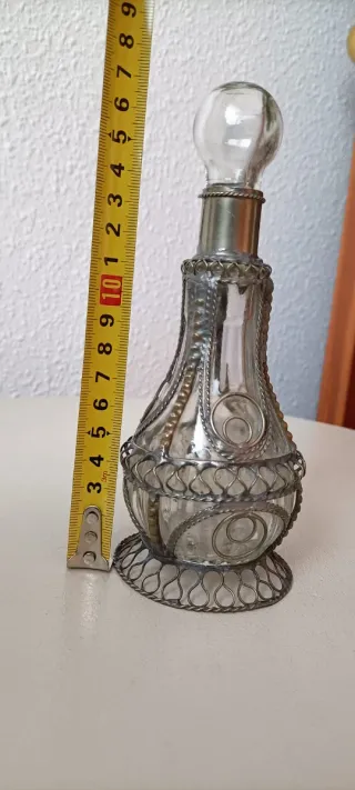 Antiguo Perfumero Frasco Vidrio Metal
