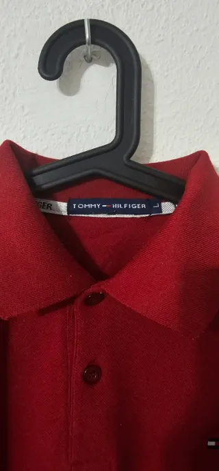 Polo Tommy Hilfiger Manga Larga Rojo