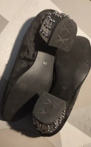 Zapatos Giossepo Tacón Tachuelas Negro Plata