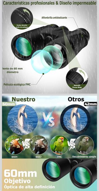 Prismáticos negros con funda y tapas Sin abrir
