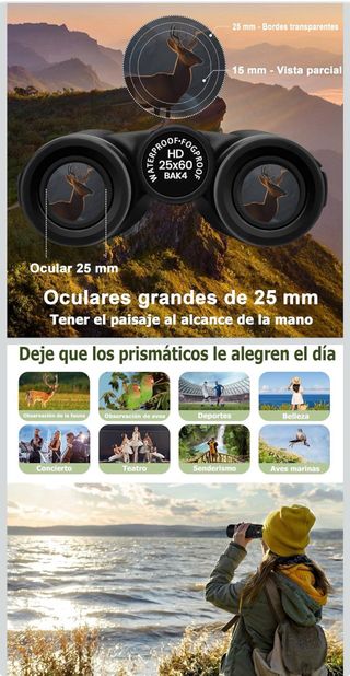 Prismáticos negros con funda y tapas Sin abrir