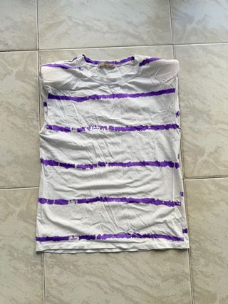 Camiseta Rayas Morado y Blanco con hombreras
