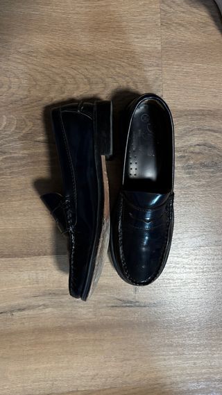 Mocasines de cuero azul niño hechos en España
