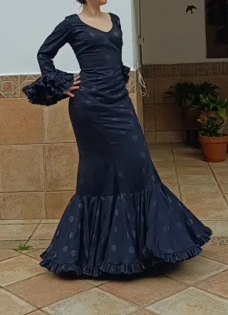 Traje Flamenca negro de lunares talla 42