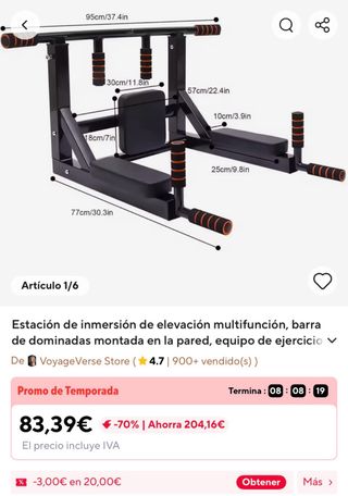 Estación de dominadas y ejercicios pared