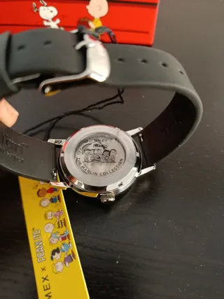 Orologio Timex x Peanuts Pelle Nero Argento