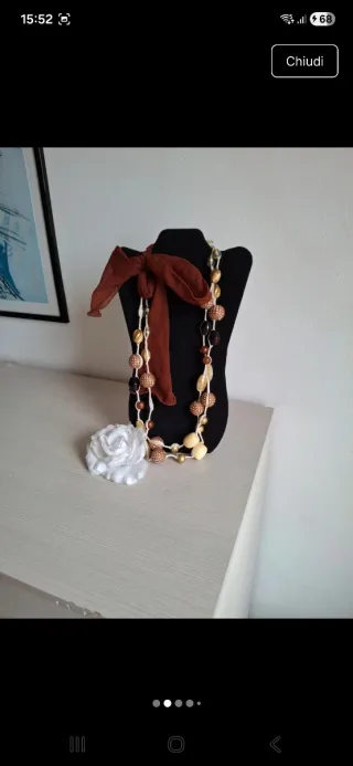 Collana/cintura marrone e oro