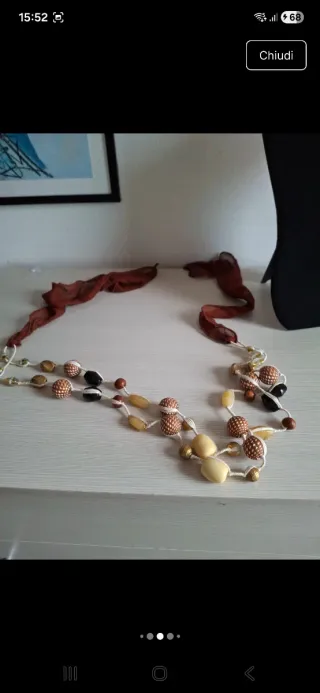 Collana/cintura marrone e oro