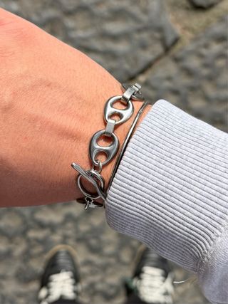 Bracciale a maglie ovali chunky in acciaio inox