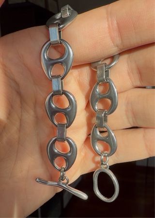 Bracciale a maglie ovali chunky in acciaio inox