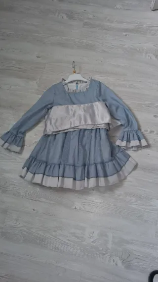 Vestito bambina azzurro pois