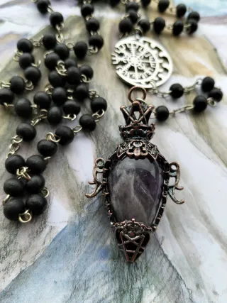 Rosario Witch con pietra ametista e luna di vegvis
