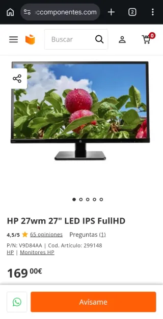 Monitor HP 27WM + Soporte Pared