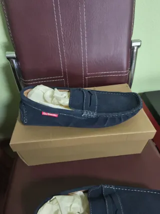 Mocasines de piel hombre azul