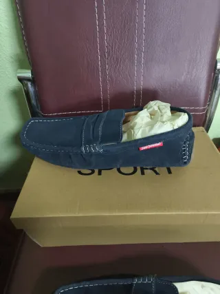 Mocasines de piel hombre azul