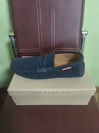 Mocasines de piel hombre azul