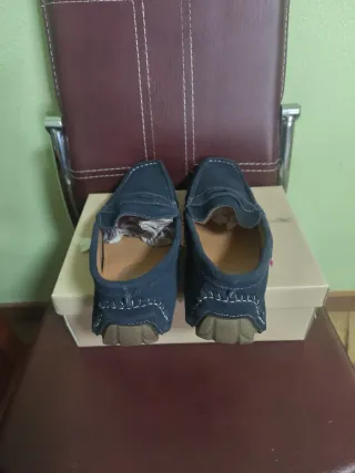 Mocasines de piel hombre azul