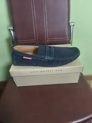 Mocasines de piel hombre azul