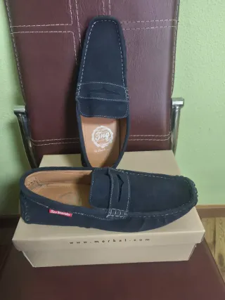 Mocasines de piel hombre azul