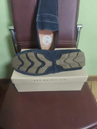 Mocasines de piel hombre azul