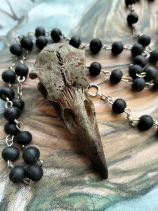 Collana teschio corvo Viking con pentacolo