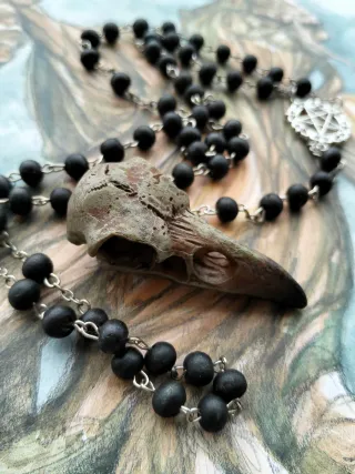 Collana teschio corvo Viking con pentacolo