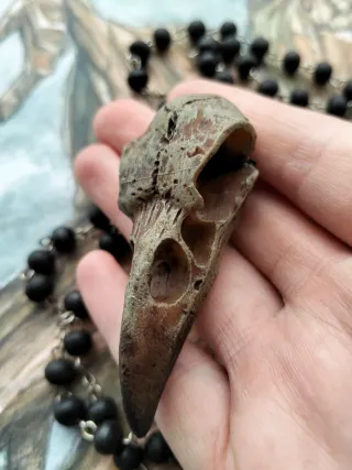 Collana teschio corvo Viking con pentacolo