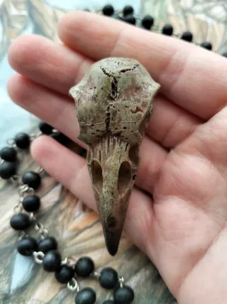 Collana teschio corvo Viking con pentacolo