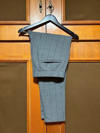 Pantalon de Vestir Gris a Cuadros