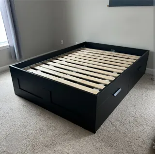 Cama Matrimonio 1,40 x 200 Ikea Brimnes Negra