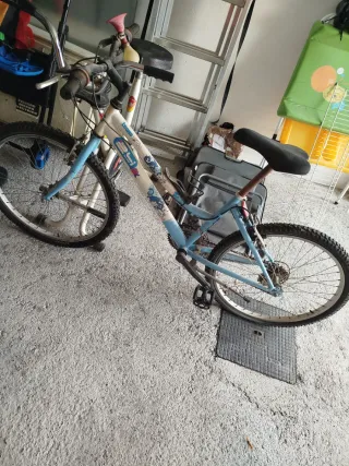 Bicicleta infantil azul y blanca