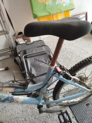 Bicicleta infantil azul y blanca