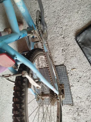 Bicicleta infantil azul y blanca