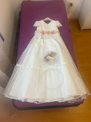Vestido de Comunión Blanco y Rosa