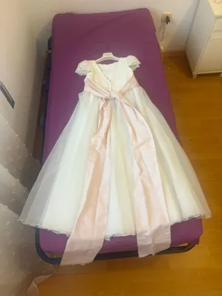 Vestido de Comunión Blanco y Rosa