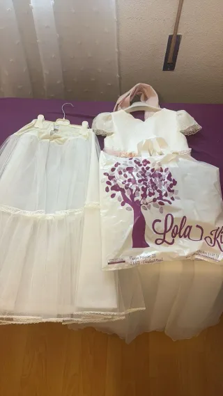 Vestido de Comunión Blanco y Rosa
