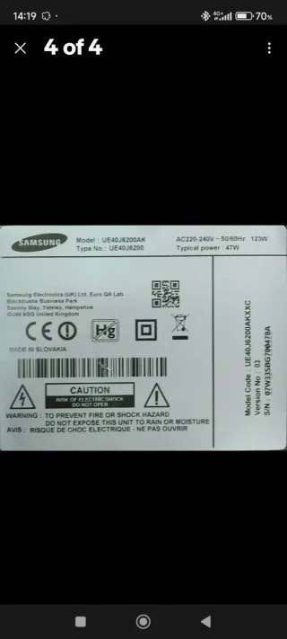 Piezas TV Samsung UE40J6200 - Pantalla Rota