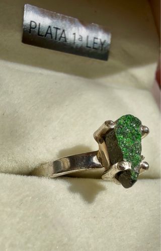 Anillo Plata 925 Uvarovita (Granate Verde Raro)