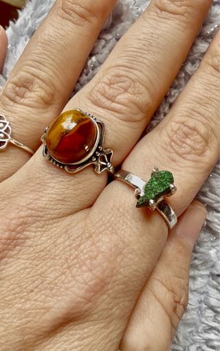 Anillo Plata 925 Uvarovita (Granate Verde Raro)