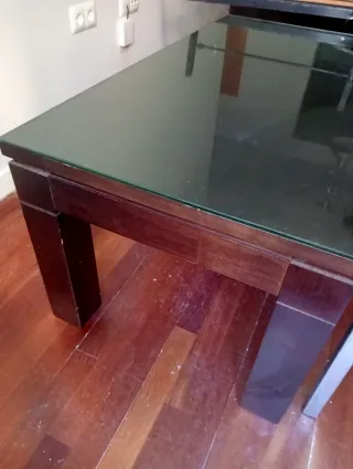 Mesa de centro cristal y madera