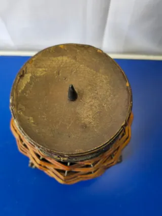 Porta candele etnico vimini e metallo