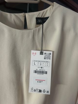Vestido Zara Ceremonia Beige Talla L