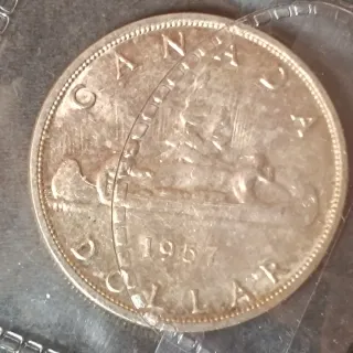 Moneda 1 Dólar Plata Canadá 1957