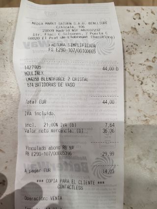 Batidora Moulinex Blendforce 2 Cristal