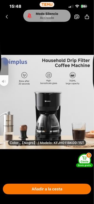 Cafetera Goteo Simplus Auto Drip Stop