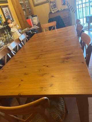 Mesa comedor y 8 sillas madera