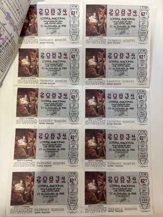 Lotería Navidad 1988 nº 20834 - 2 serie